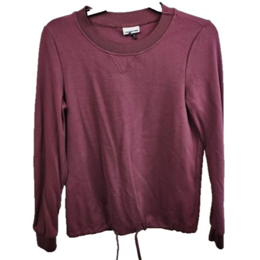 Noisy May Womens Top Small Burgundy Drawstring Hem Crew Neck Pullover Casual‎